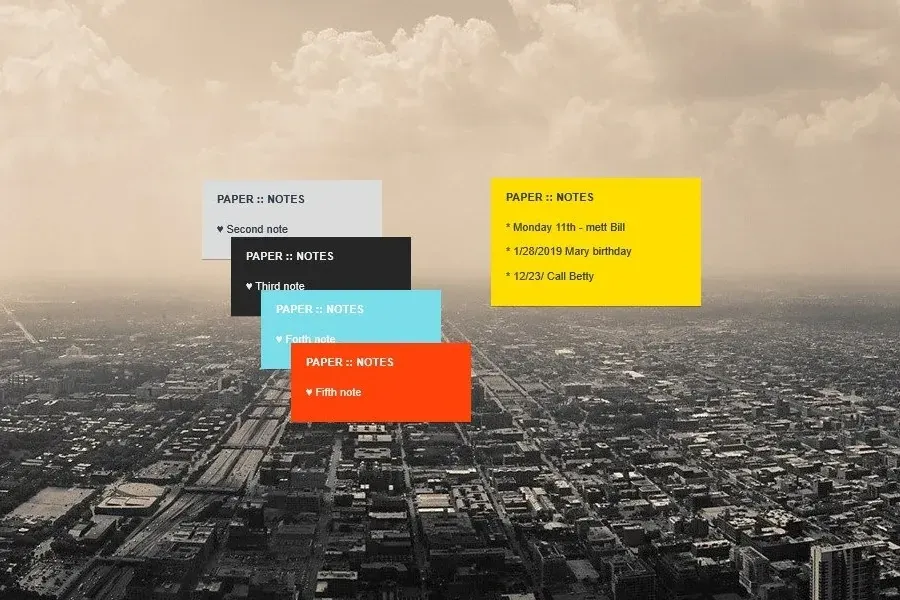 Source preview of Paper Notes Rainmeter Skin credited to Haitime