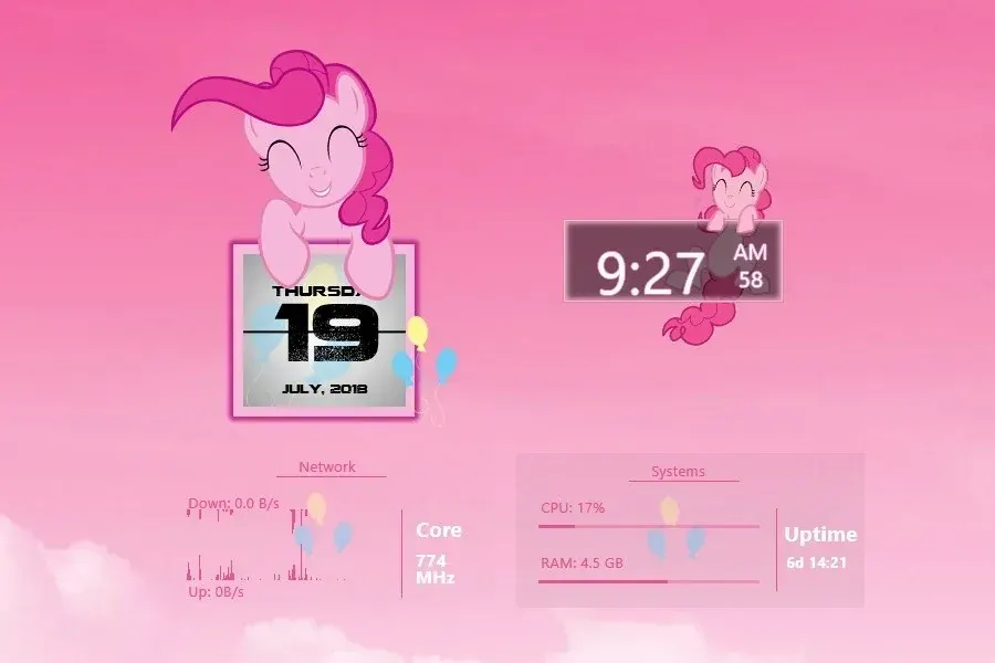 Source preview of Pinkie Pie Rainmeter Skin credited to NerdyPoncho