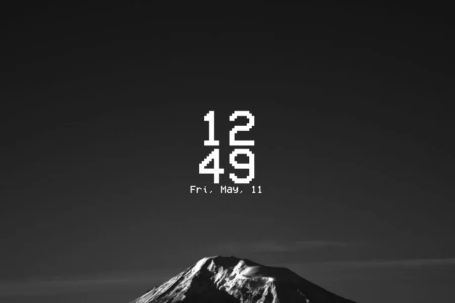 Source preview of PixelTime Rainmeter Skin credited to TomCoperations