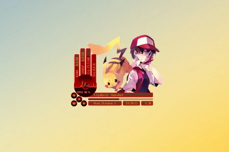 Source preview of Pokemon Rainmeter Skin credited to SlasherZX360