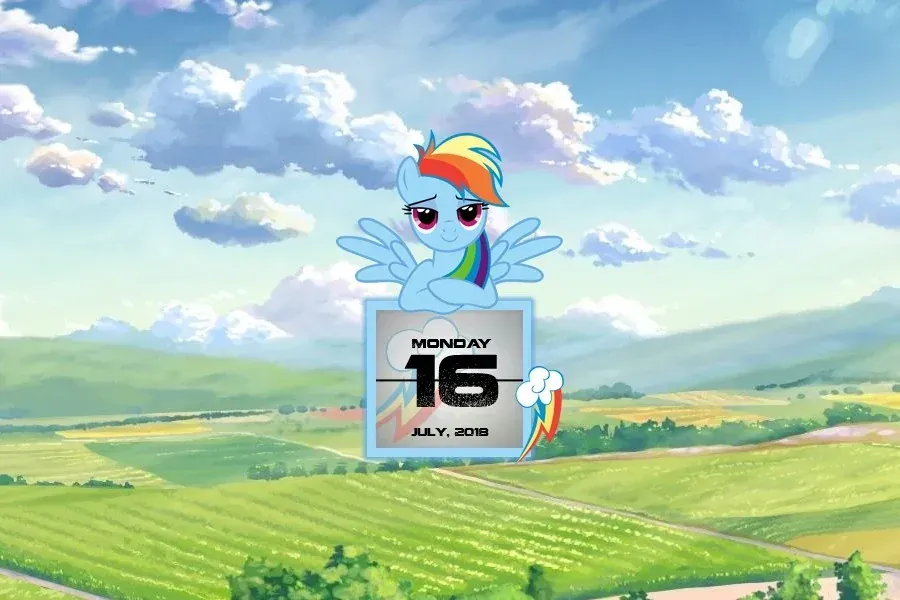 Source preview of Rainbow Dash Rainmeter Skin credited to SNX11
