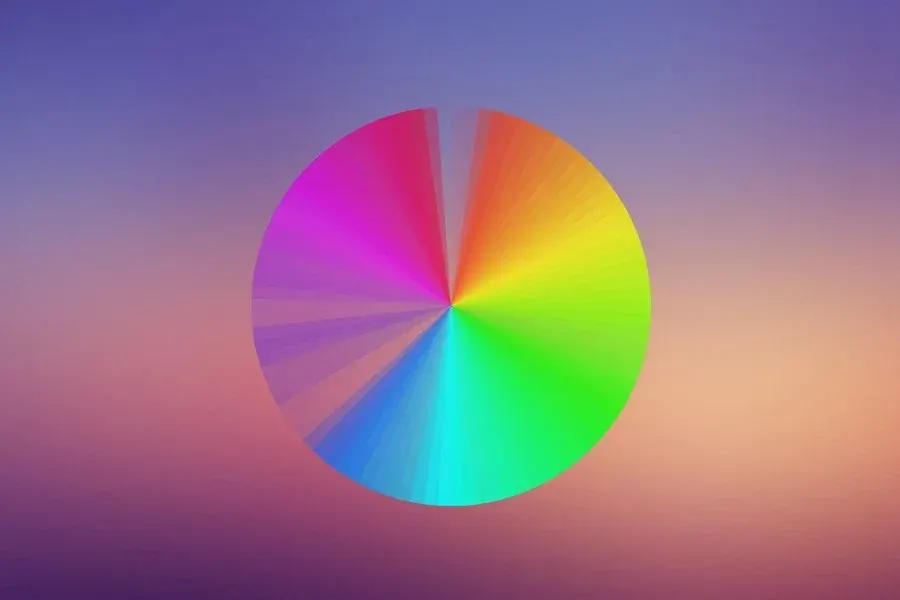 Source preview of RainbowRhythm: A circular rainbow spectrum whose colored sections light in response to sound