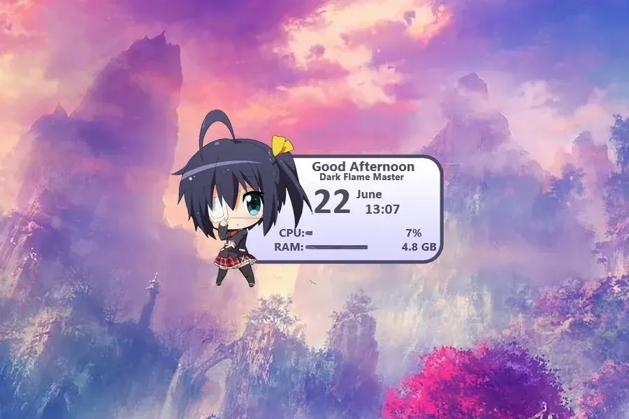 Source preview of RikkaMeter Rainmeter Skin credited to aryaarya7x