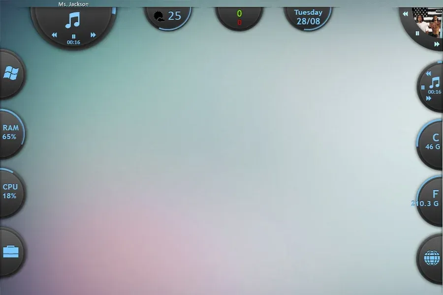 Source preview of Round Rainmeter Theme credited to Dariosuper