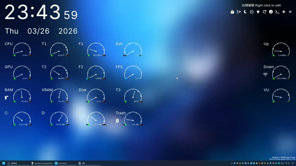 Creator source preview of Sam Toki Rainmeter Skin Pack