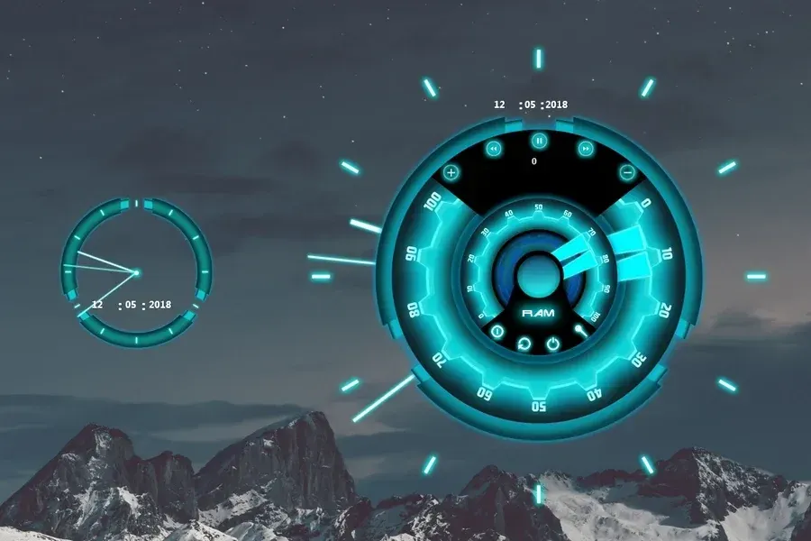Source preview of Sci-Fi Rainmeter Theme credited to tibinthomas22