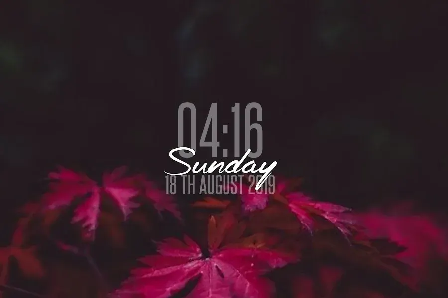 Source preview of Shadow Clock: A digital clock with day/date and translucent-looking text that produces a shadowed appearance