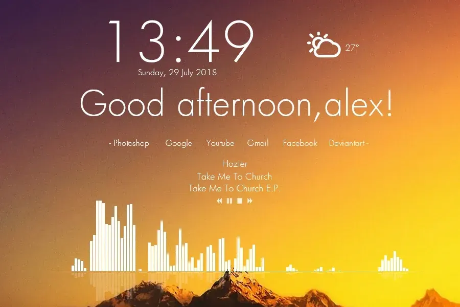 Source preview of Simple Clean Rainmeter Theme credited to HipHopium