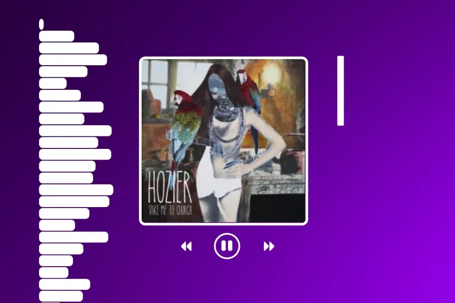 Source preview of Simple Media 4: Draggable playback components combine controls, progress, square/circular artwork and a horizontal or vertical visualizer