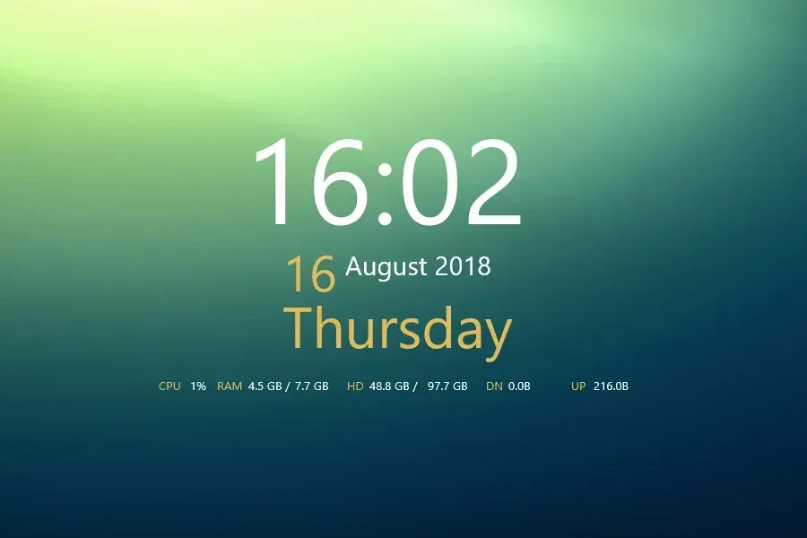 Source preview of Simple Time 2 Rainmeter Skin credited to imonline