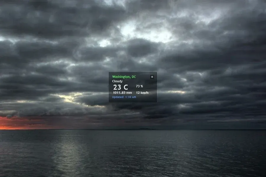 Source preview of SimpleWeather Rainmeter Skin credited to TGonZ0