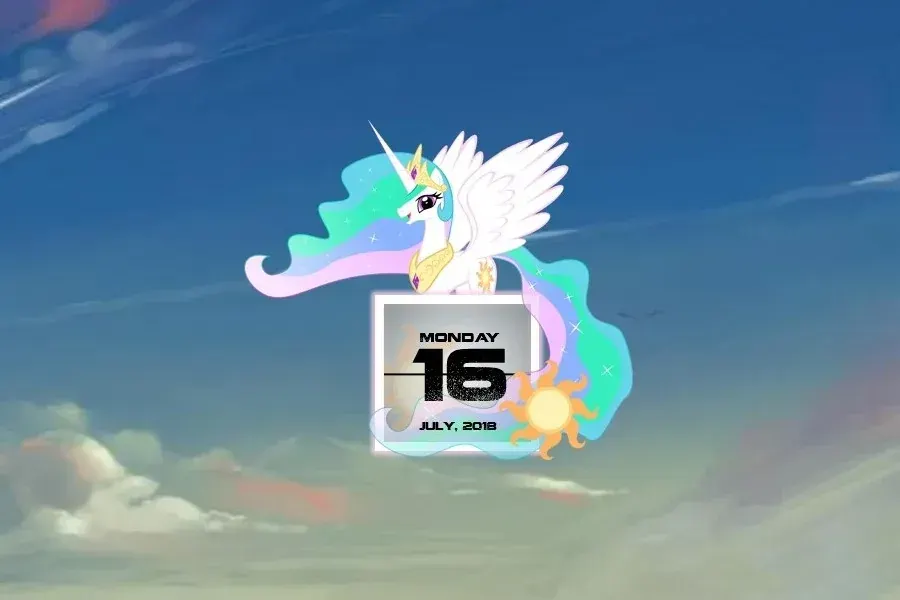 Source preview of Sisters Calendar (Celestia and Luna) Rainmeter Skin credited to kadono