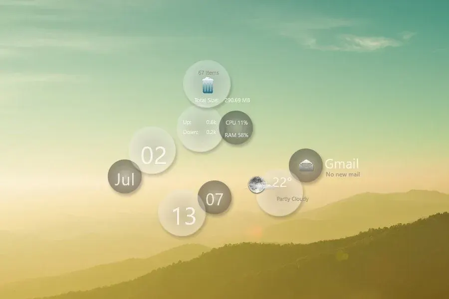 Source preview of Sparkle Rainmeter Theme credited to ThePf7