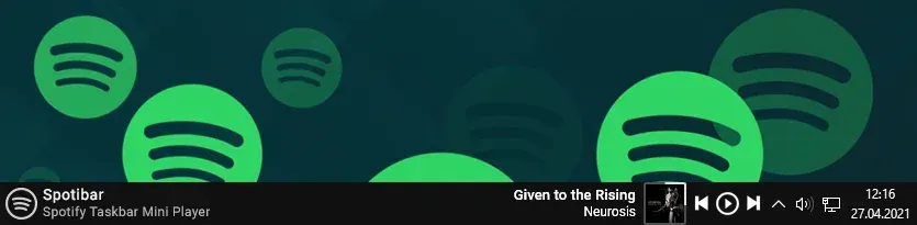 Creator preview of Spotibar Rainmeter skin