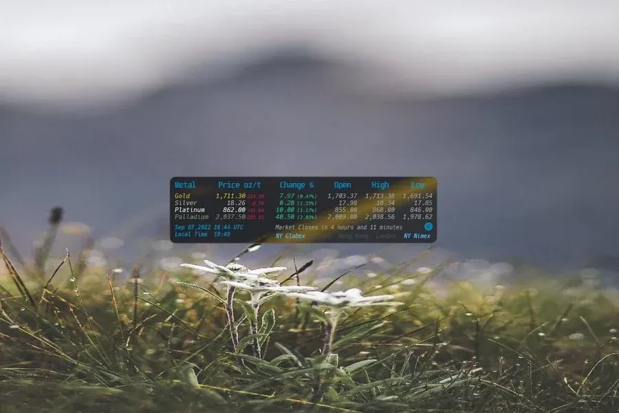 Source preview of SpotPrices Rainmeter Skin credited to brax64