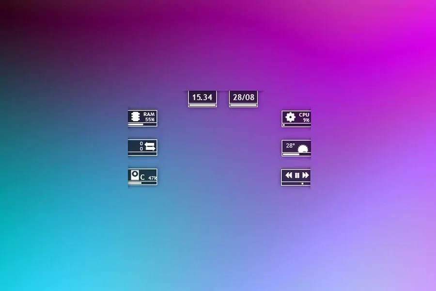 Source preview of Square Rainmeter Skin credited to Dariosuper