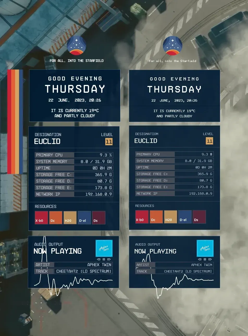 Creator source preview of Starfield UI Rainmeter Skin