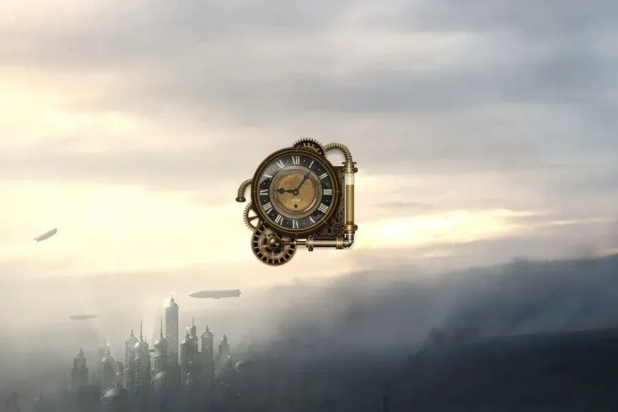 Source preview of Steam Clock Rainmeter Skin credited to Mordasius