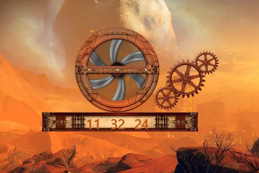 Source preview of Steampunk Desktop Rainmeter Skin credited to deviantdon