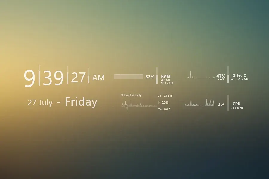 Source preview of StraightV1.0 Rainmeter Skin credited to solutionall