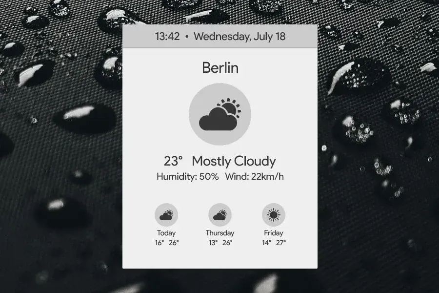 Source preview of Sunny Rainmeter Skin credited to fuckyeahlucas