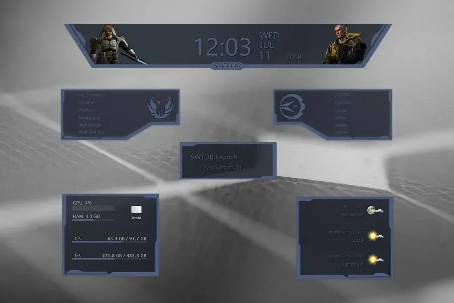 Source preview of SWTOR Republic Rainmeter Theme credited to Malir80