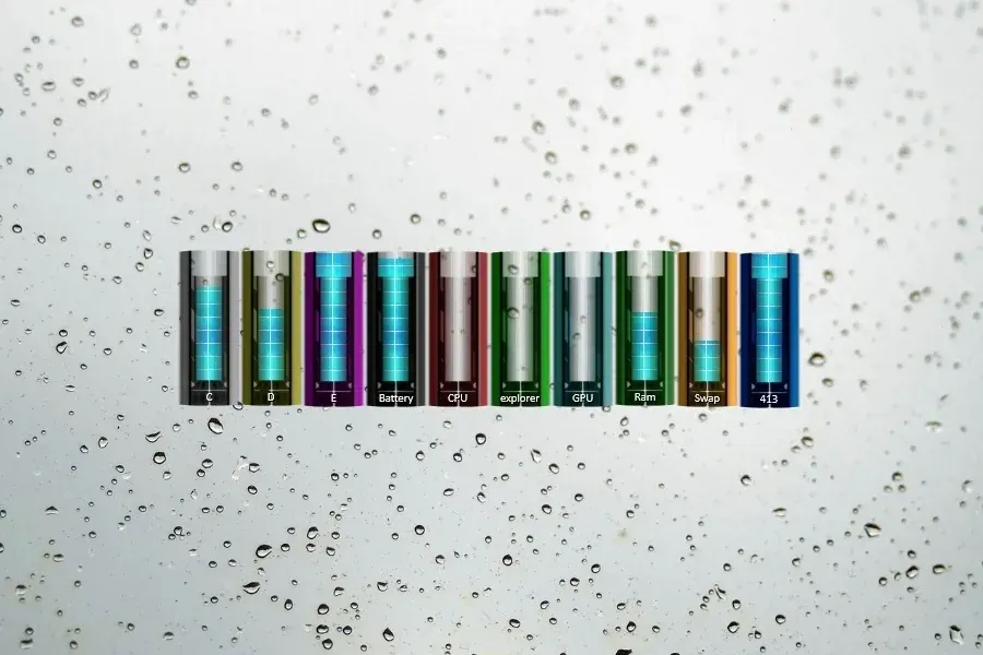 Source preview of SystemBar(V10) Rainmeter Skin credited to sephirotess