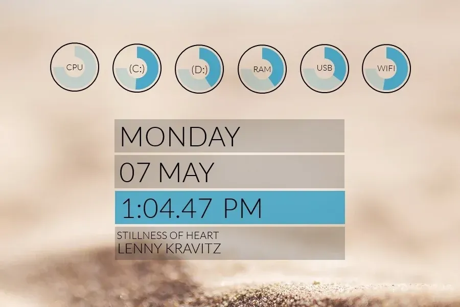 Source preview of Tablon Rainmeter Theme credited to HipHopium