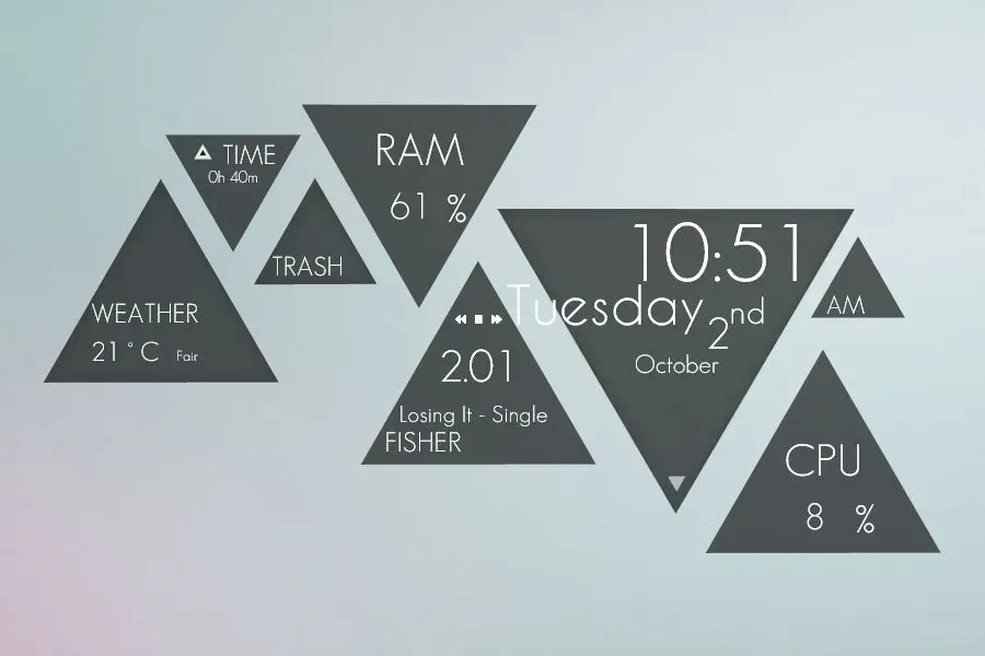 Source preview of Triangulation Rainmeter Theme credited to DarknesFreak