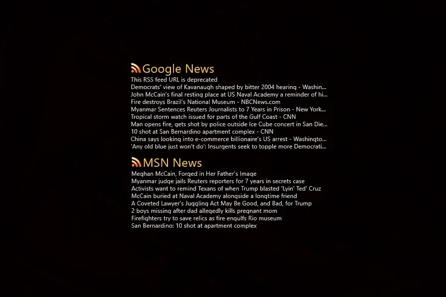 Source preview of VClouds RSS Rainmeter Skin credited to VClouds