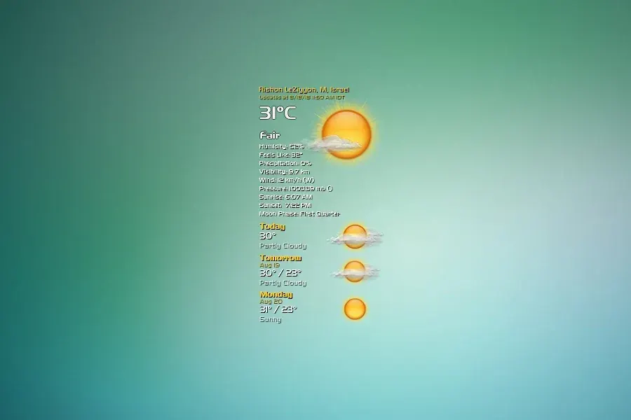 Source preview of VClouds Weather Rainmeter Skin credited to VClouds