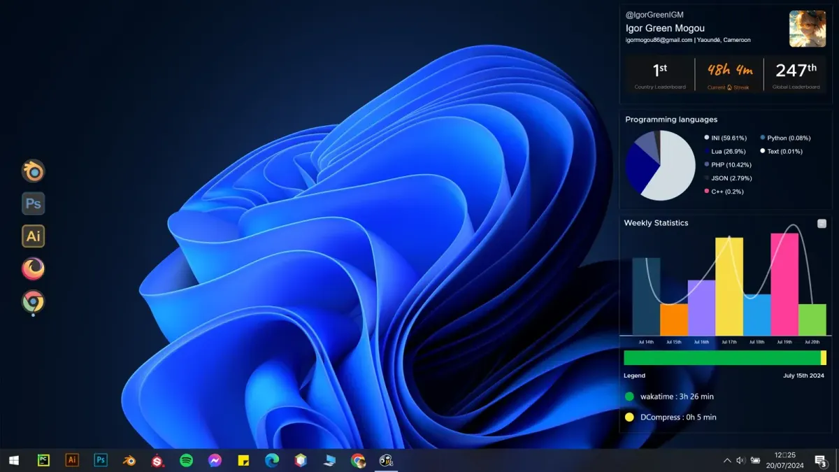 Creator source preview of WakaTime Rainmeter Skin