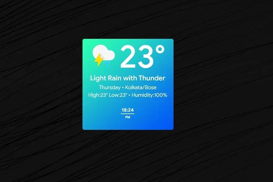 Source preview of Weather Card Rainmeter Skin credited to StarLender