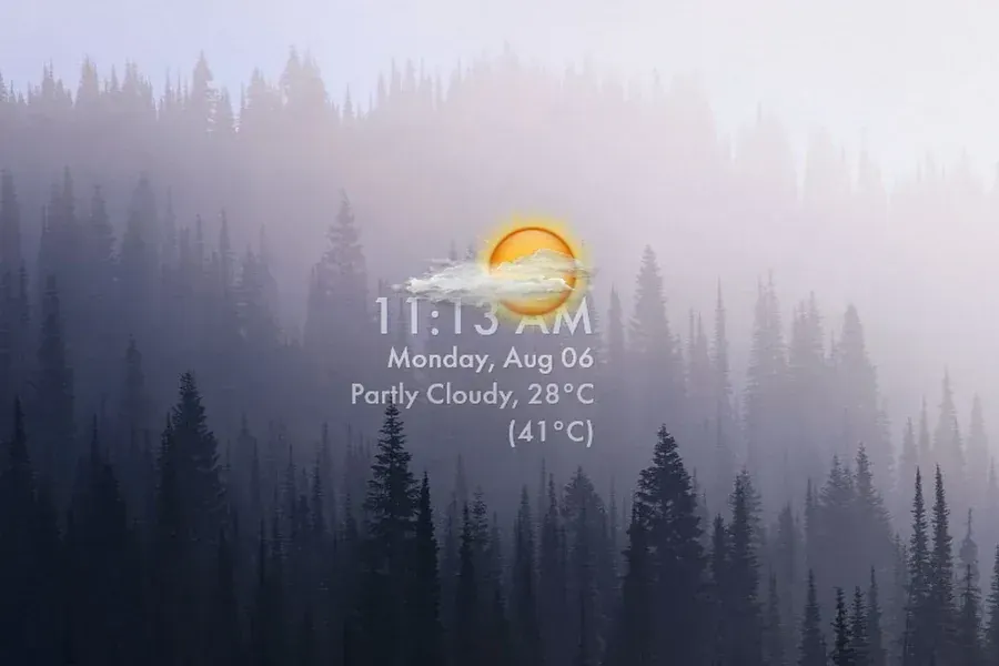 Source preview of Weather Time and Date Rainmeter Skin credited to Mohaiminul