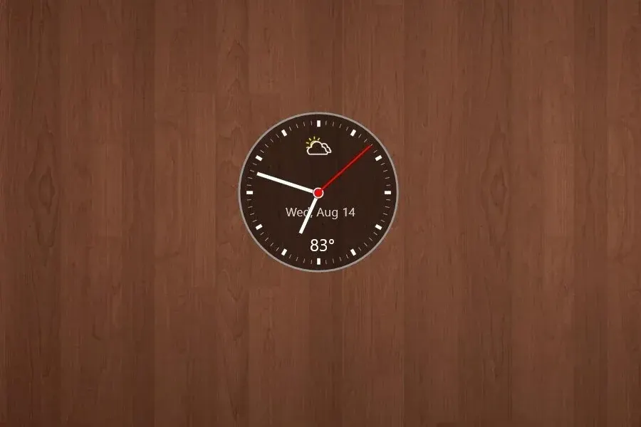Source preview of Windows 10 Clock: A multilingual clock/weather widget with blue and glass-style backgrounds, resizing and weather-icon hover details