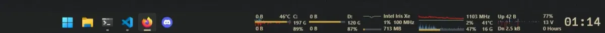 Creator source preview of Windows 11 Taskbar System Monitoring