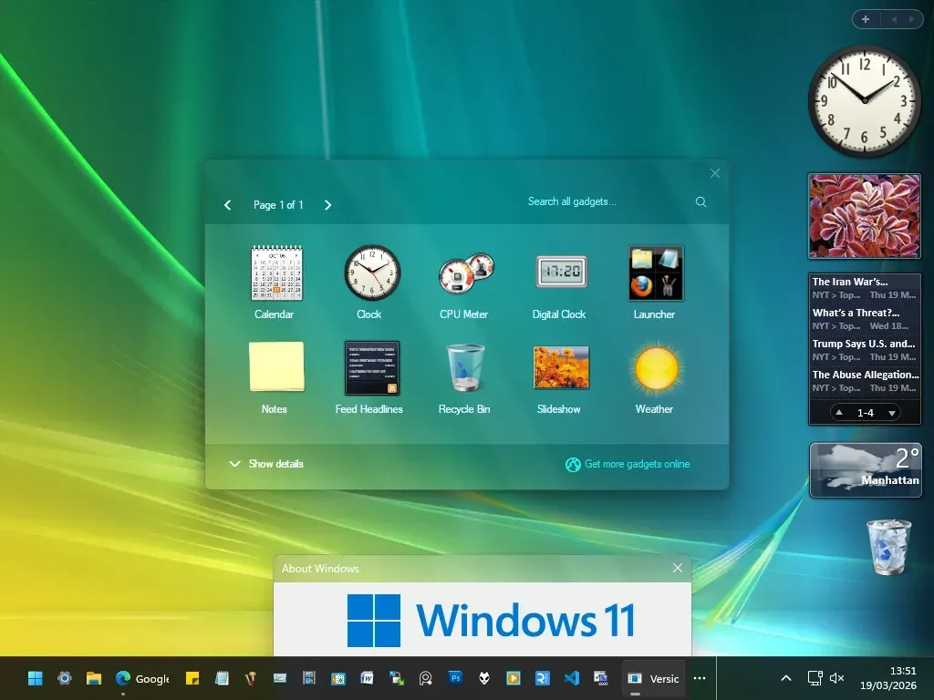 Creator source preview of Windows Sidebar for Rainmeter
