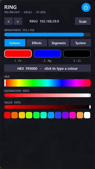 Creator source preview of WLED Control for Rainmeter