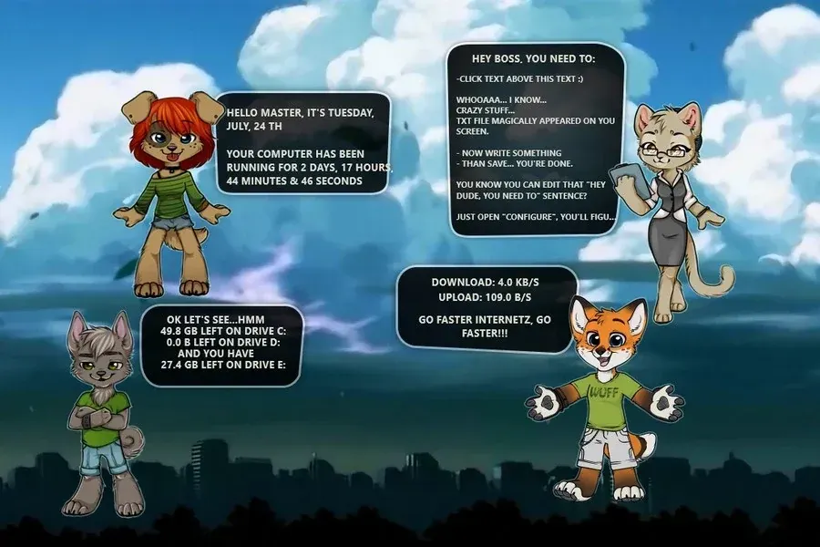 Source preview of WUFF Desktop Rainmeter Skin credited to nightgrowler