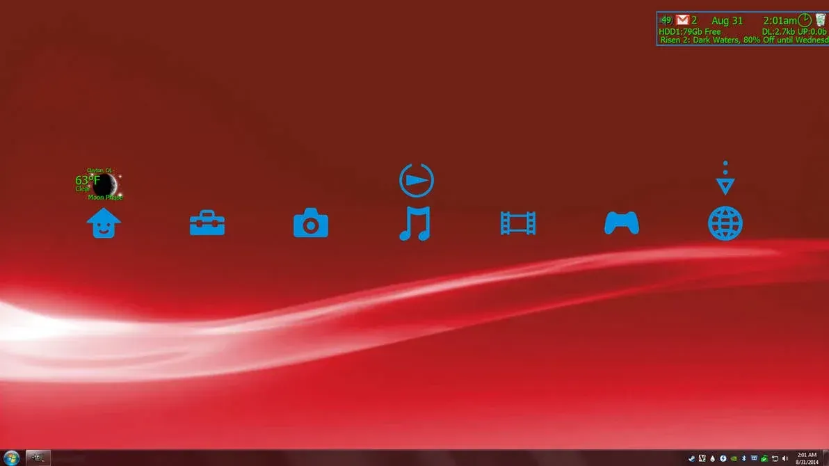 Creator source preview of XMB Rainmeter Suite