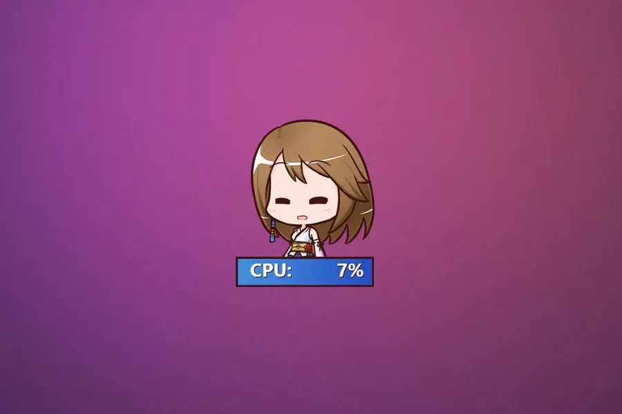 Source preview of Yuna CPU Rainmeter Skin credited to chroneco