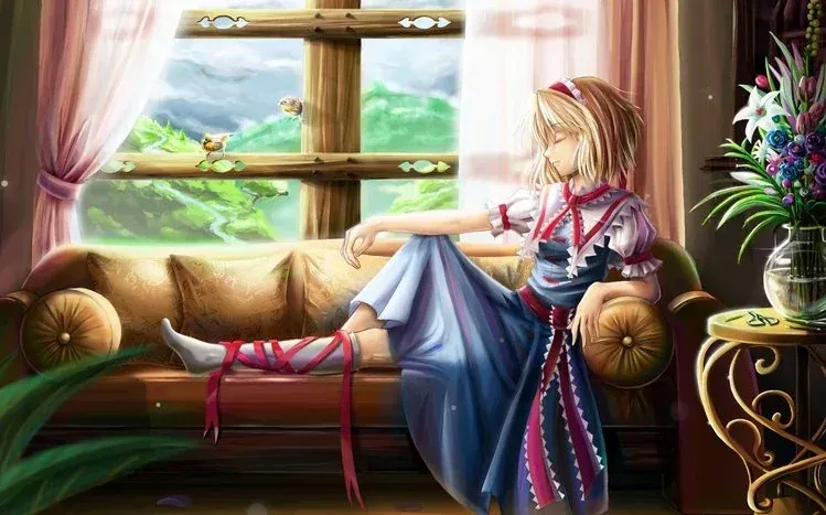 Touhou Project’s Alice Margatroid in colorful dresses.