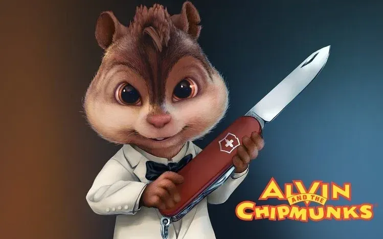 Alvin and the Chipmunks imagery featuring band, beach, and kitchen settings.