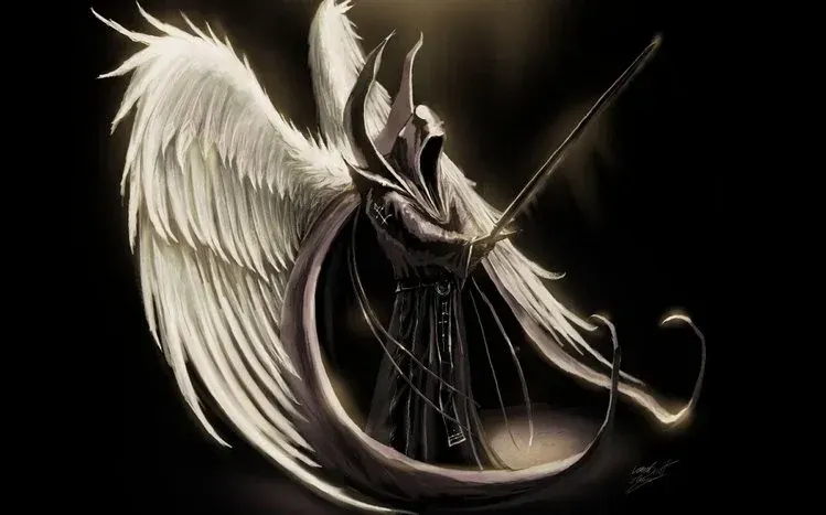 Fantasy angel warriors depicted as winged fighters.