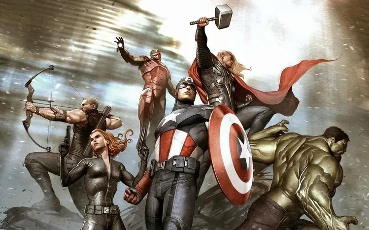 Avengers wallpapers featuring various superhero characters in different poses.