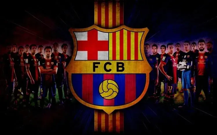 Barcelona football wallpapers featuring players running, shooting, and celebrating, including Lionel Messi.