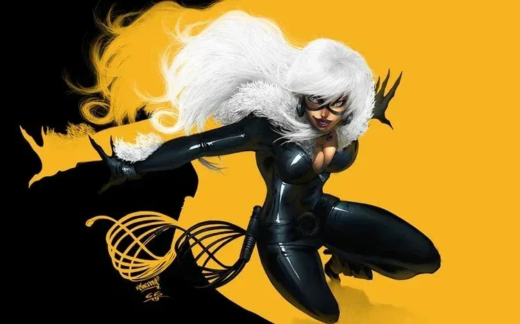 Black Cat, Felicia Hardy, featured in comic-character wallpaper imagery with moonlit highlighting.