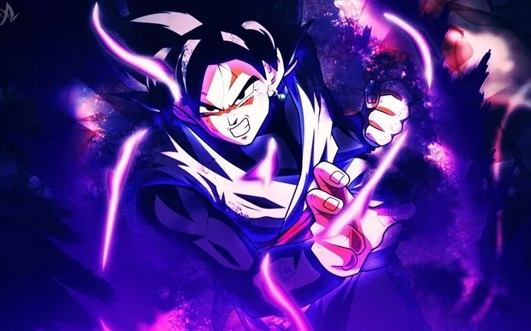 Goku Black action wallpapers with black clothing, white boots, and a red sash.