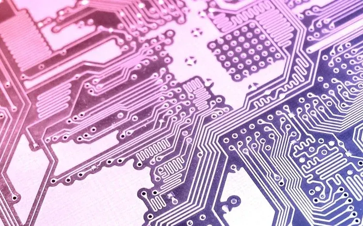 Close-up circuit structures from an electronics-themed wallpaper collection.