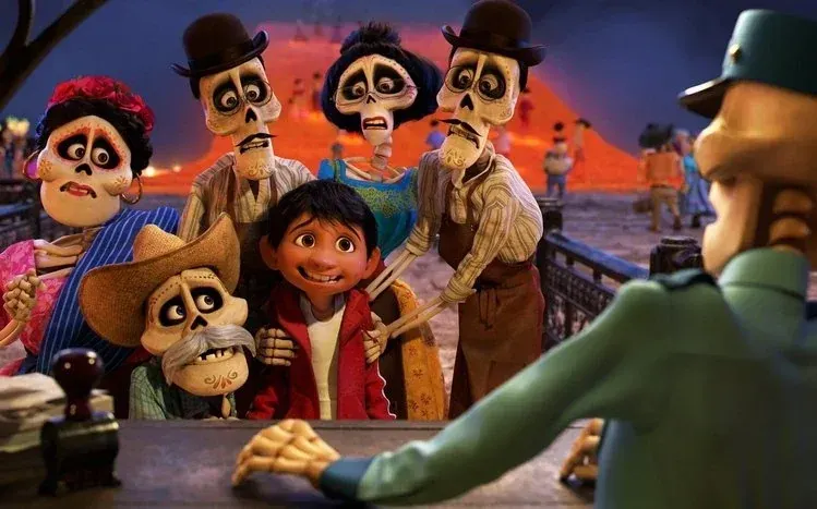 Colorful wallpaper imagery from the animated film Coco.